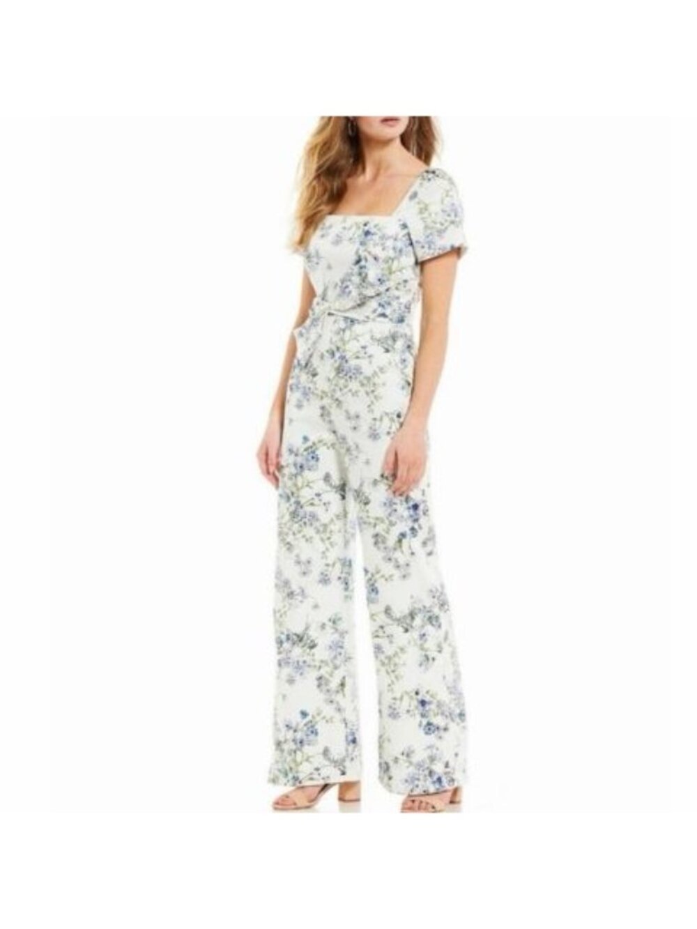 NWT Antonio Melani Grover Floral Wide Leg Jumpsuit Blue White Size 6